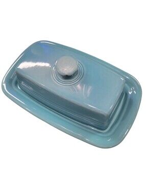 Fiesta Extra Large Covered Butter Dish Turquoise Flaws